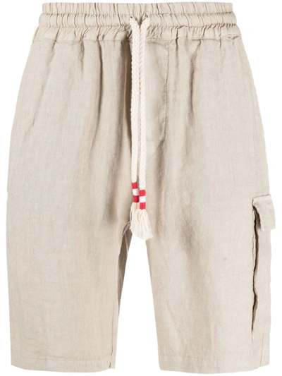 Mc2 Saint Barth Drawstring Linen Shorts In Neutrals