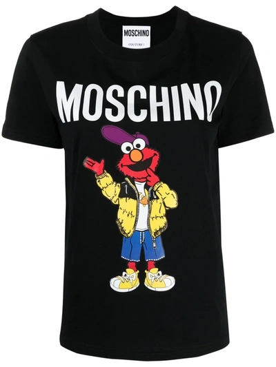 Moschino Black Sesame Street Edition Elmo T-shirt In White