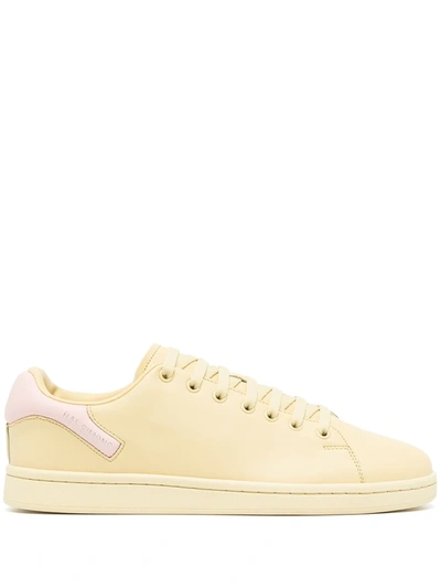 Raf Simons 'orion' Logo Heel Tab Leather Tennis Sneakers In Yellow