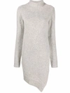 Jil Sander Asymmetric Roll-neck Jumper In Grey