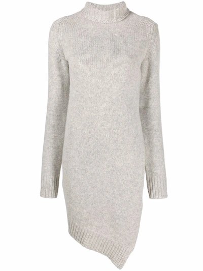 Jil Sander Asymmetric Roll-neck Jumper In Grey