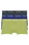 CALVIN KLEIN 3-PACK MOISTURE WICKING STRETCH COTTON TRUNKS,NB2614