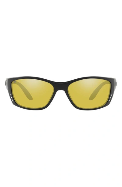 Costa Del Mar 64mm Oversize Polarized Rectangular Sunglasses In Dark Grey Black