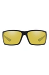 Costa Del Mar 64mm Mirrored Polarized Rectangular Sunglasses In Matte Gun Black