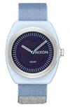 Nixon Light-wave Solar Nylon Strap Watch, 36mm In Gray/blue
