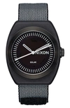 Nixon Light-wave Solar Nylon Strap Watch, 36mm In Black