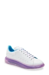 Alexander Mcqueen Man White And Blue Oversize Sneakers With Purple Transparent Sole In White/ Blue/ Pink