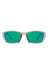 Costa Del Mar 61mm Polarized Wraparound Sunglasses In Green Silver