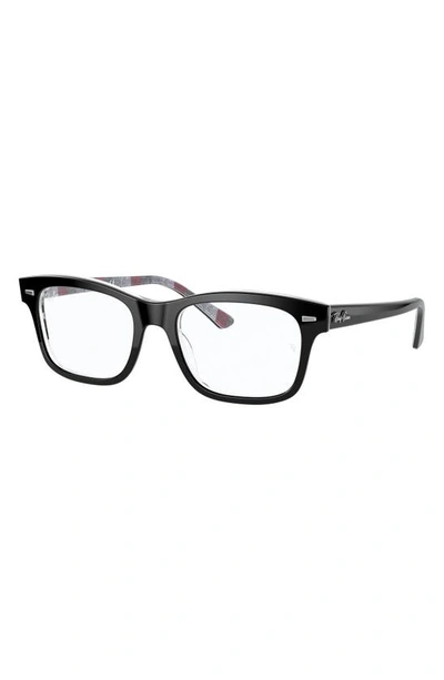 Ray Ban 52mm Square Optical Glasses In Top Black