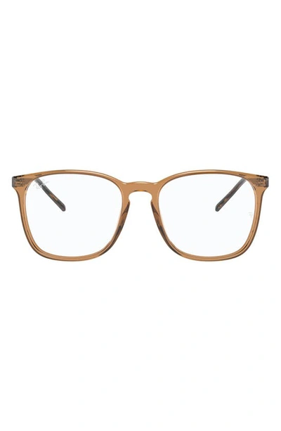 Ray Ban 52mm Square Optical Glasses In Trans Grn