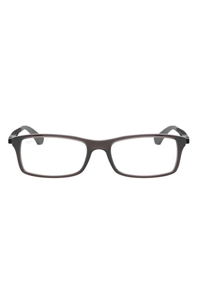 Ray Ban 54mm Rectangular Blue Light Blocking Glasses In Transparent Grey