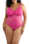 Parfait Mia Swiss Dot Wireless Strappy Teddy In Pink