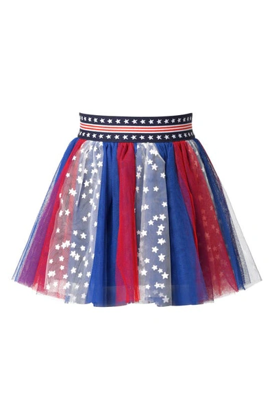 Truly Me Kids' Star Spangled Tulle Skirt In Blue Multi