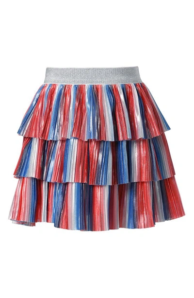 Truly Me Kids' Tricolor Tiered Skirt In Red Multi