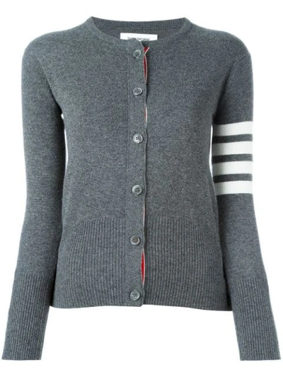 Thom Browne 条纹图案羊绒针织衫 In Grey