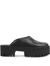 Gucci 55mm Elea Perforated G Platform Sandals In Schwarz