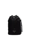 Prada Nylon Clutch With Detachable Strap And Reinforced Base In Schwarz