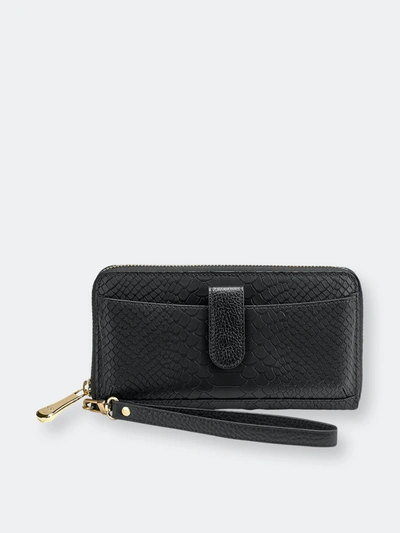 Gigi New York Women's City Phone Wallet In Black - Full Grain Embossed Genuine Leat