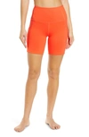 Zella Live In High Waist Pocket Bike Shorts In Coral Hot