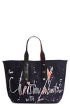 Christian Louboutin Frangibus Canvas Tote In Obscur-snow/ Black/ Silver