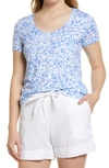 Caslonr Caslon Rounded V-neck T-shirt In White- Blue Milla Floral