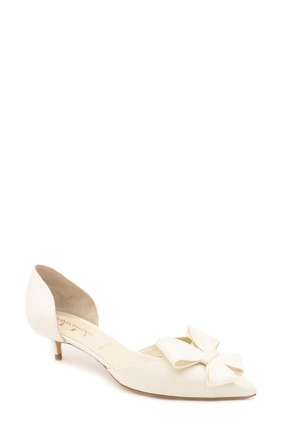 Something Bleu Cliff Bow D'orsay Kitten-heel Pumps In White Swan Floral