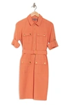 Sharagano Short Sleeve Zip Front Shirt Dress In Parterraco