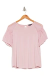 Adrianna Papell Dot Lace Sleeve Top In Blushpink