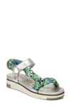 Sam Edelman Ashie Wedge Sandal In Silver/ Summer Green Leather