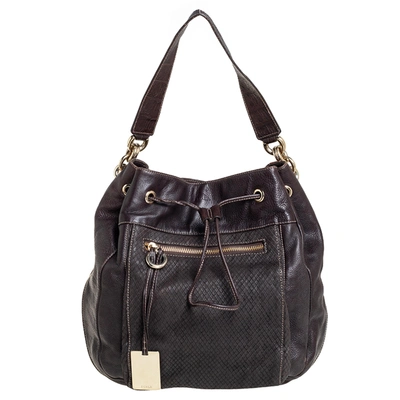 Pre-owned Furla Dark Brown Leather Drawstring Hobo