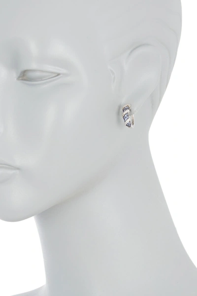 Suzy Levian Sterling Silver Sapphire & Diamond Huggie Earrings In Blue