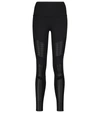 Alo Yoga Moto Mesh-trimmed Stretch Leggings In Black