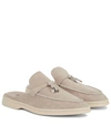 LORO PIANA BABOUCHE CHARMS WALK SUEDE SLIPPERS,P00541274