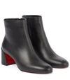Christian Louboutin Turela Leather Side-zip Red Sole Booties In Black