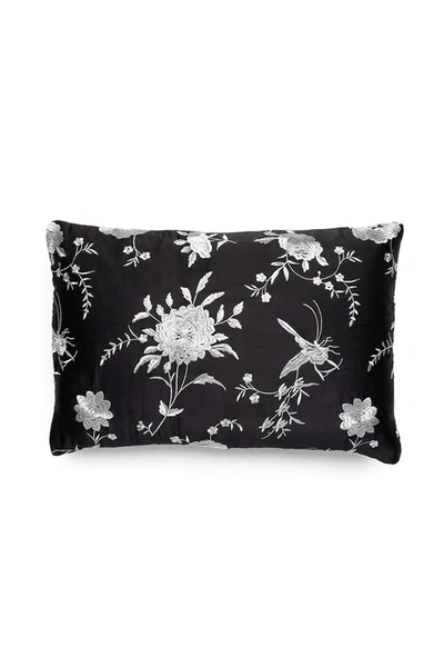 Natori Mayon Miyako Embroidered Pillow Case In Black/grey