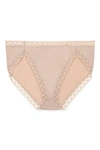 Natori Bliss Lace-trim Cotton French-cut Brief Underwear 152058 In Cafe