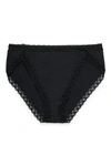 Natori Bliss French Cut Brief Panty Underwear With Lace Trim In Black