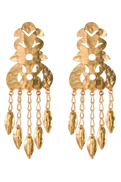 Josie Natori Natori Hammered Gold Crown Clip Earrings