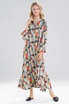 Natori Dynasty Mandarin Zip Caftan Dress With Pockets In Black