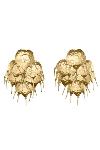 Josie Natori Natori Goldss Circular Tulip Clip Earrings