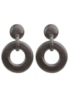 Josie Natori Natori Wood Link Clip Earrings In Black