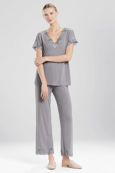 Natori Zen Floral Pajamas Set In Grey