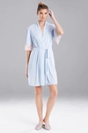 Natori Enchant Short Sleeves Wrap Robe With Lace In Frosted Blue