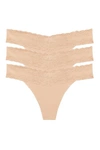 NATORI BLISS PERFECTION O/S THONG 3 PACK,750092MP-CAFE-O/S