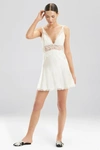 Josie Natori Sleek Lace-bodice Silk Chemise In Warm White