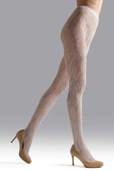Natori Lace Cut-out Net Tights In Ivory