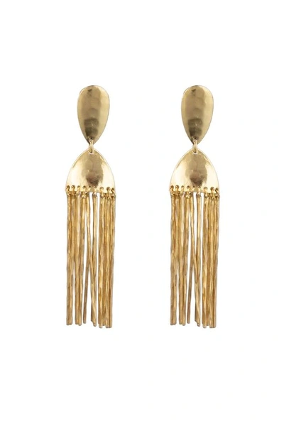 Josie Natori Natori Gold Platedss Fringe Drop Clip Earrings