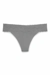 Natori Bliss Perfection Lace-trimmed Thong (one Size) In Gunmetal