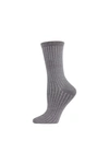 Natori Ribbed Cashmere Crew Socks In Grey