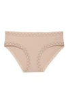 Natori Bliss Girl Comfortable Brief Panty Underwear With Lace Trim In Cafe